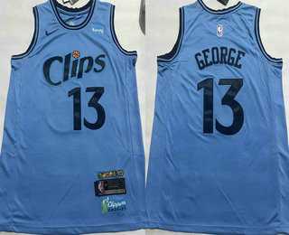 Men%27s Los Angeles Clippers #13 Paul George Light Blue 2024 City Icon Sponsor Swingman Jersey